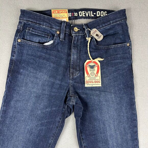 Devil‎ Dog Jeans Mens 33x30 Blue Dungarees Slim Tapered Gibbes NWT - Picture 3 of 8